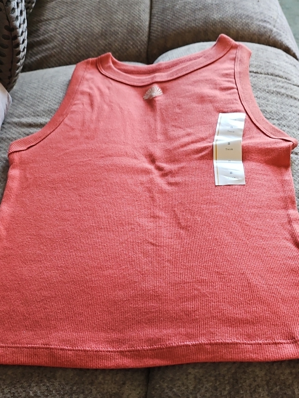 a new day Coral Ribbed Tank Top